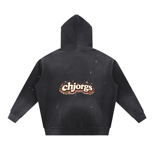 Vintage Washed Frayed Fleece Hoodie